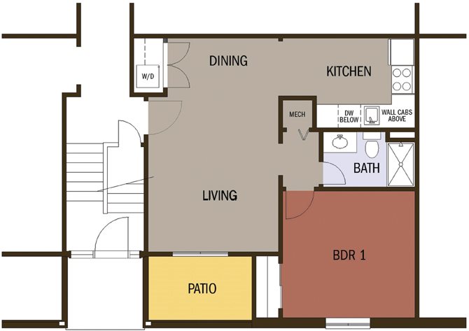 Type B, 1 Bedroom 1 Bath Floor Plan Type B, 1 Bedroom 1 Bath Floor Plan at Johnson Med Center Apartments, Kansas City, 66103