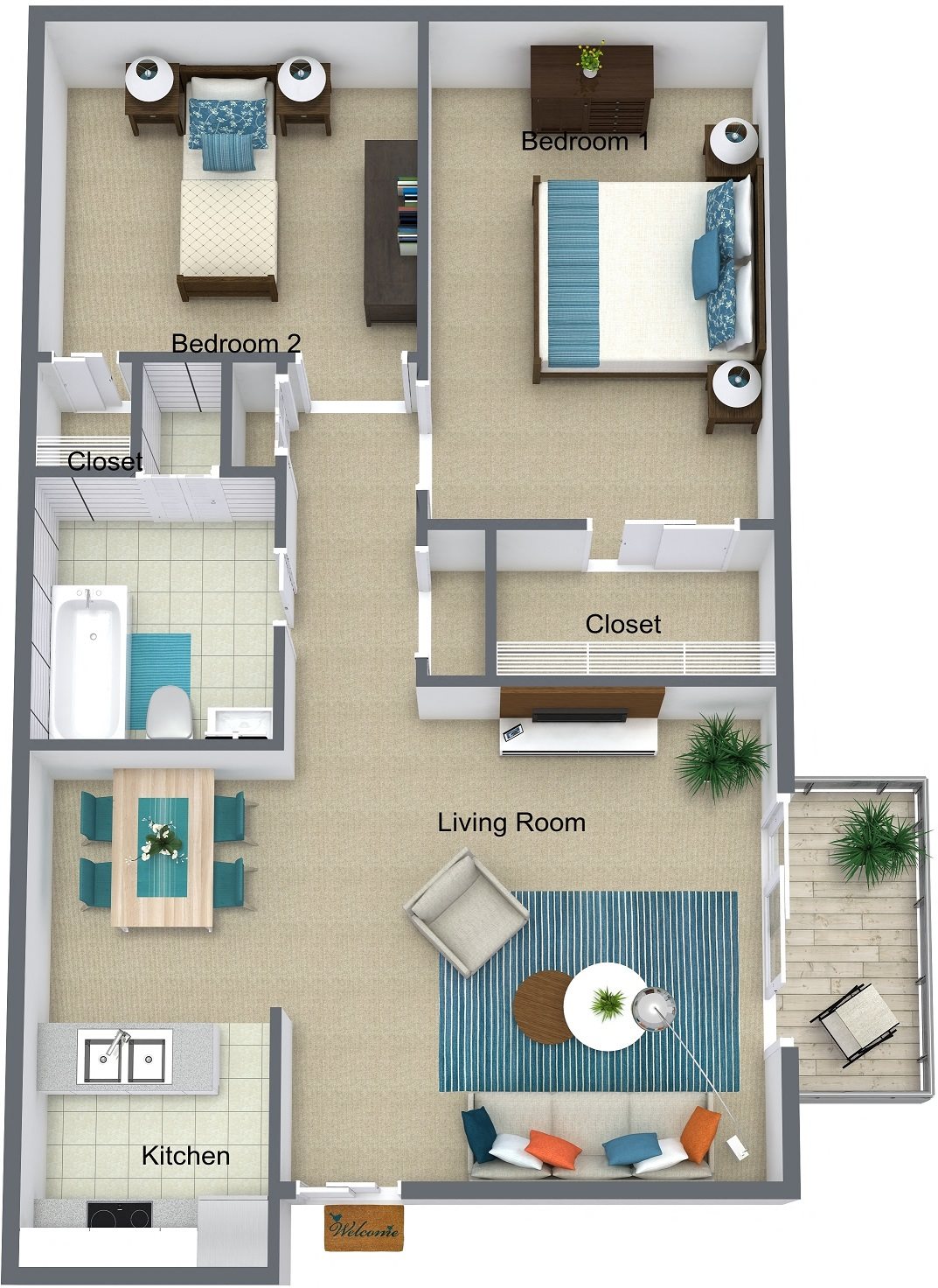 1 & 2 Bedroom Apartments in Kansas City, KS | University Plaza