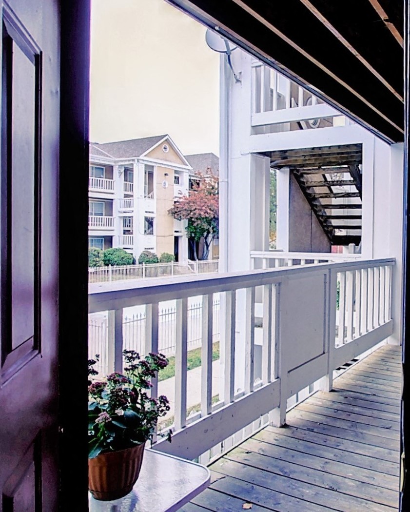 Image of balcony with plants and stairs