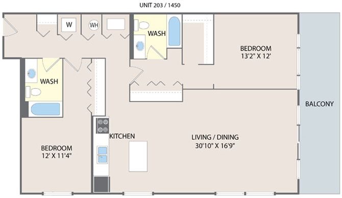2 Bedroom - 2 Bath Floorplan 2 Bedroom - 2 Bath Floorplan