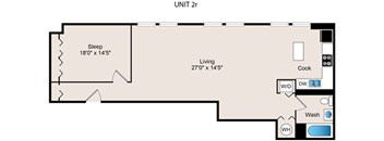 1 Bedroom - 1 Bath Floorplan at 1471 N. Milwaukee Ave