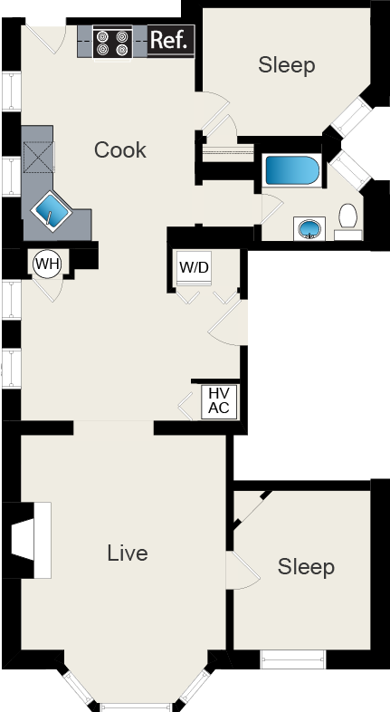 2 Bedroom Floor plan at 846 W Armitage