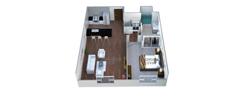 1 Bedroom 1 Bath 720-to750 Sq.Ft. Floor plan at Linea Cambridge, Cambridge, MA 02140