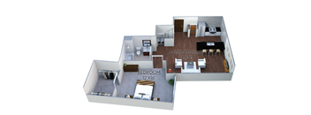 1 Bedroom 1 Bath 832 Sq.Ft.  Floor plan at Linea Cambridge, Cambridge, MA