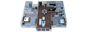 2 Bedroom 2 Bath 1,081 Sq.Ft. Floor plan at Linea Cambridge, Cambridge,Massachusetts