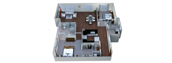 2 Bedroom 2 Bath 1,201 Sq.Ft. Floor plan at Linea Cambridge, Massachusetts
