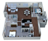 Floor plan 2 Bedroom 2 Bath 1,201 Sq.Ft. Floor plan at Linea Cambridge, Massachusetts