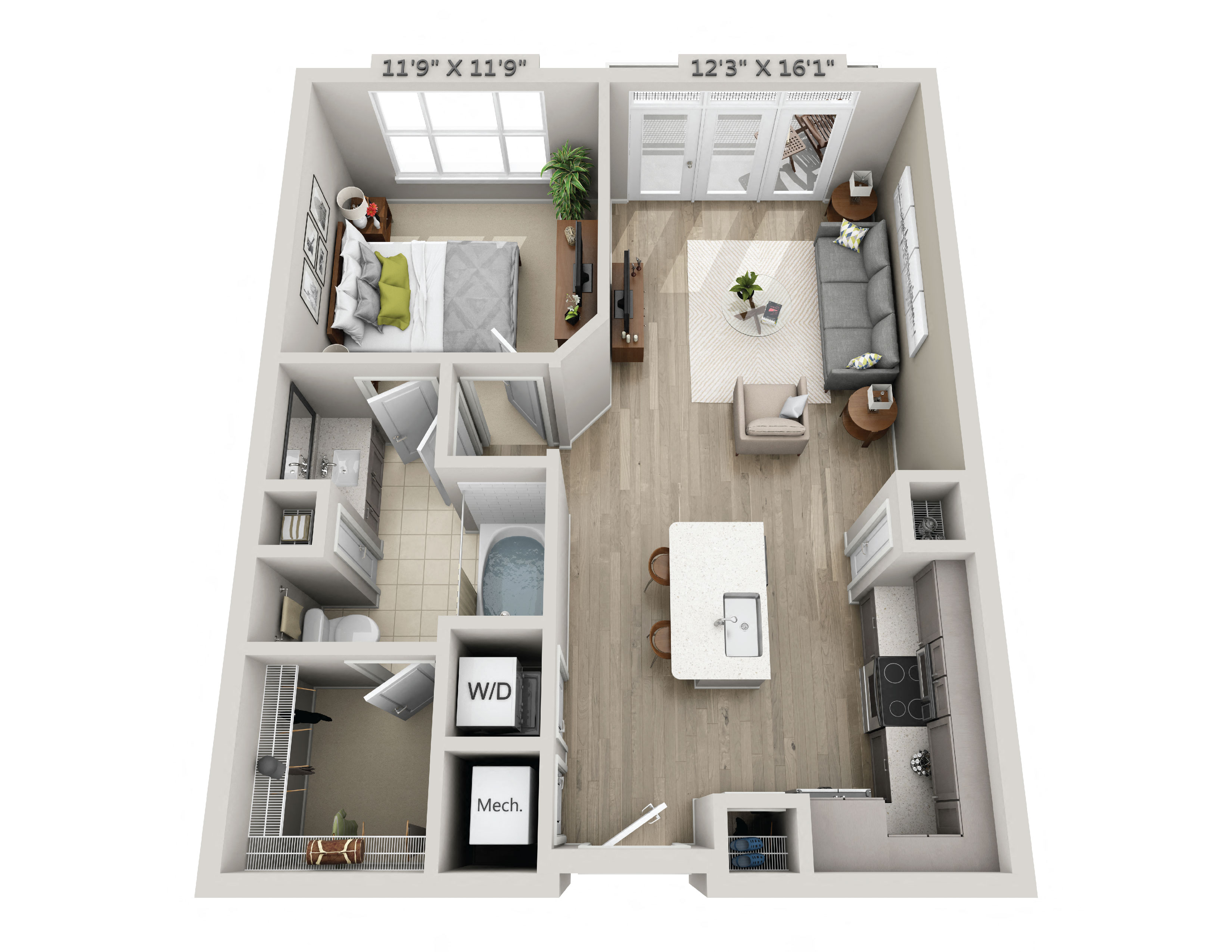 B1 1 Bedroom  1 Bath