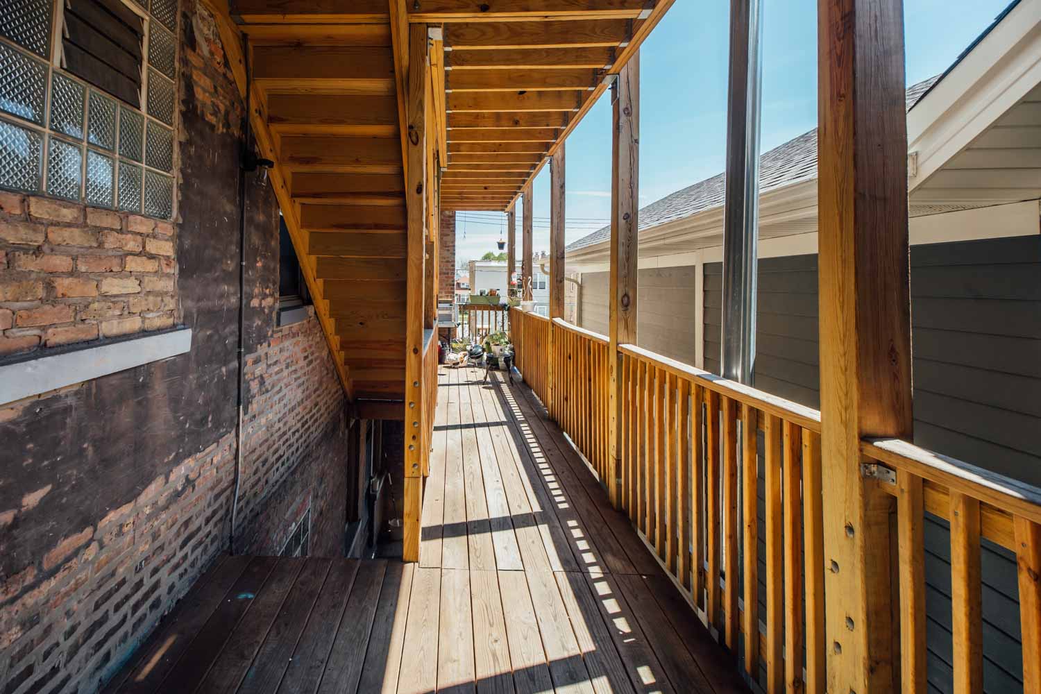 the deck has a view of the city