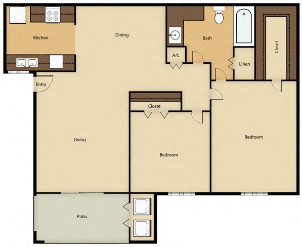 2BR, 1BTH - B