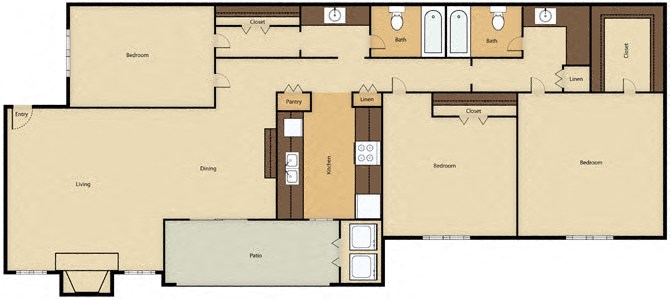 3BR, 2BTH - F