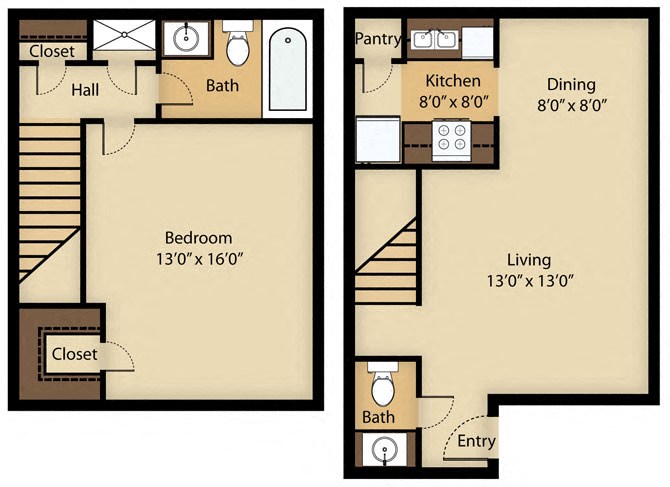 1 Bed 1.5 Bath