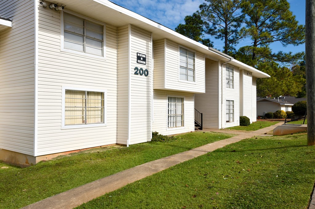 A white building with the number 200 on it.