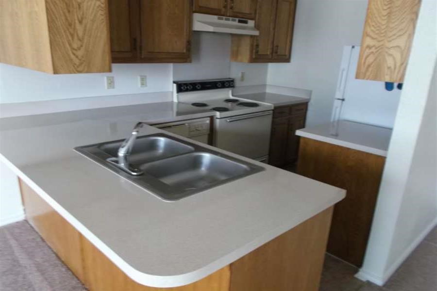 a kitchen with a sink and a stove and