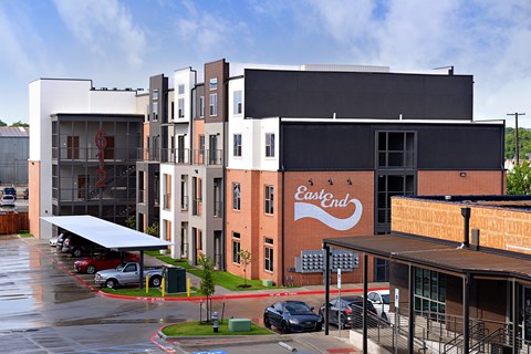 Exterior at East End Lofts at the Railyard Apartments, Denton, TX