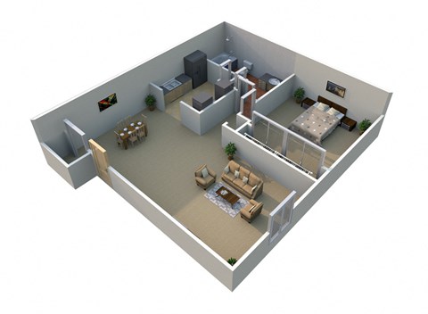 1 Bedroom Floorplan at Regents Court - Westland, MI