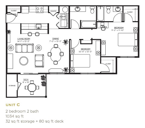 2 Bed 2 Bath