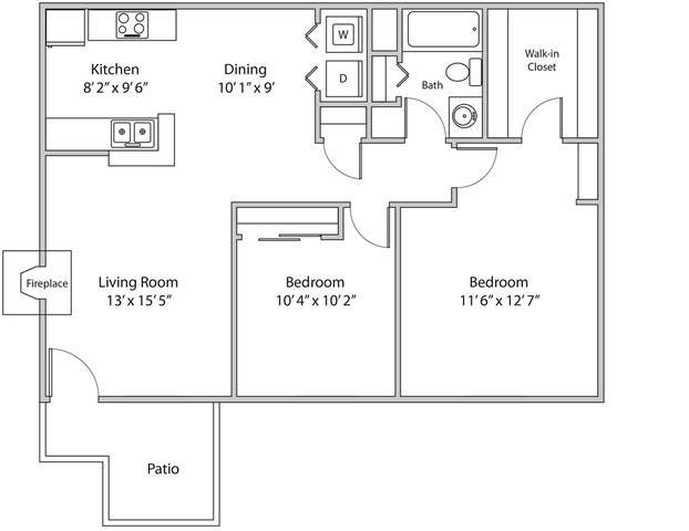 Two Bedroom Apartment Floor Plan 3