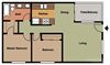 2 Bed 1 Bath Floorplan 2 Bed 1 Bath Floorplan at Terramonte Apartment Homes, Pomona, California