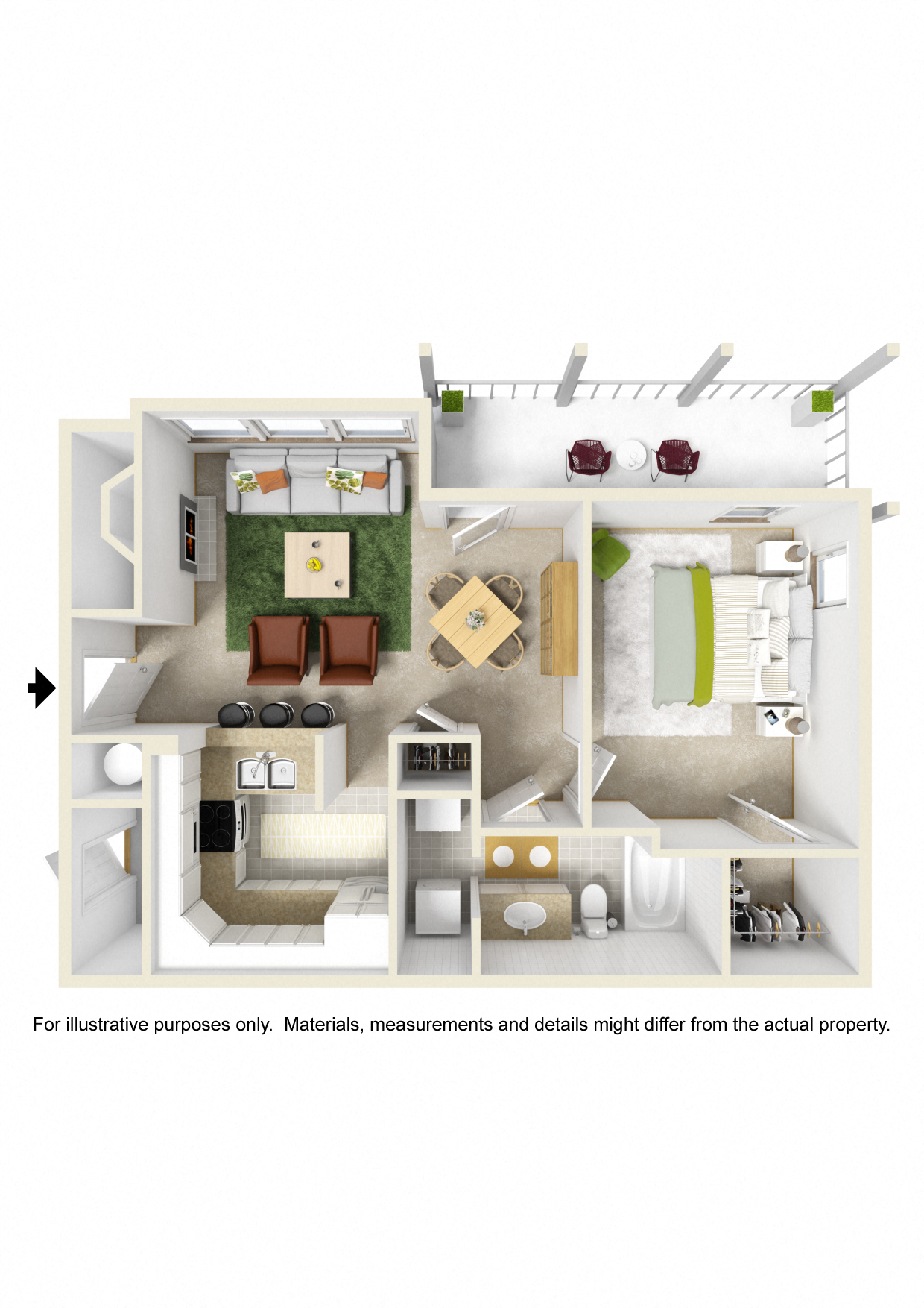 ONE BEDROOM - ONE BATH