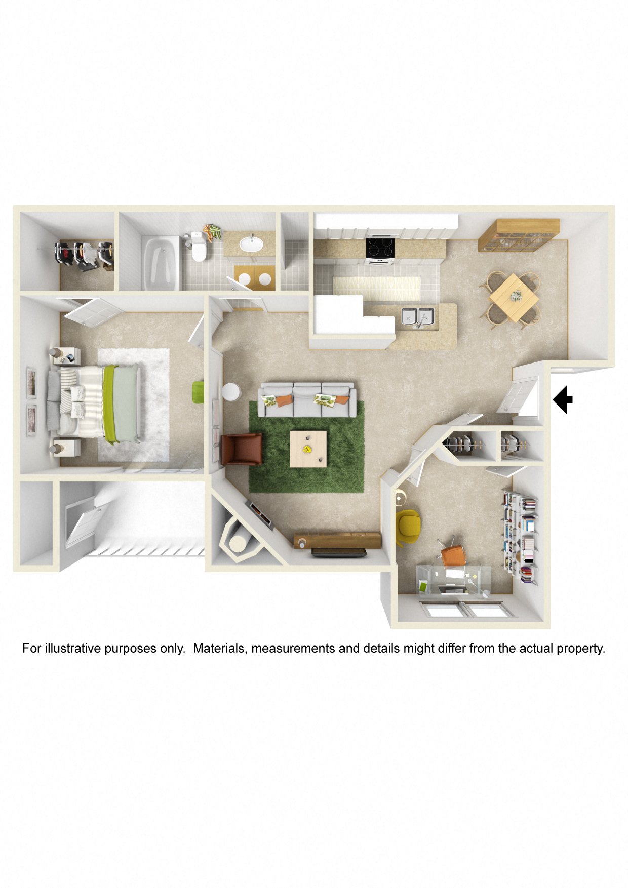 One Bedroom with Flex Space