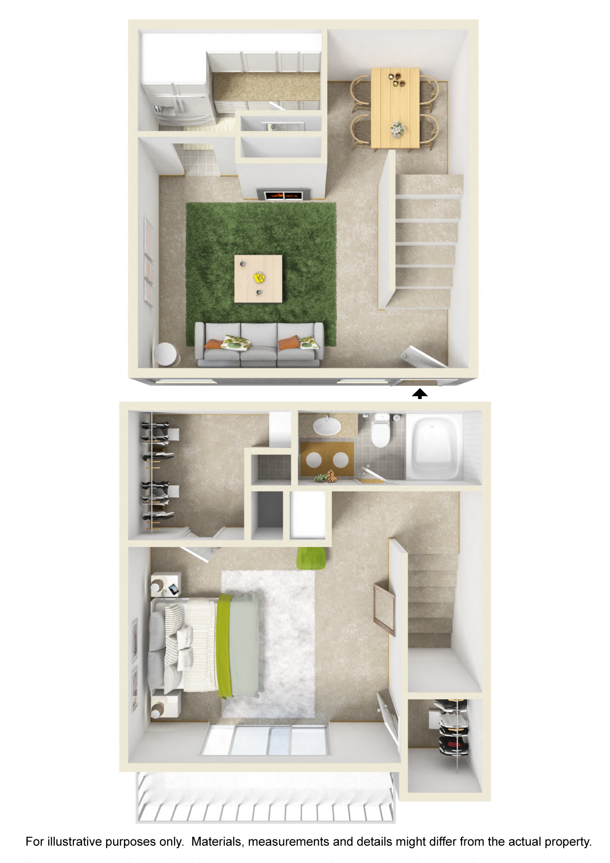 1 Bed Townhome w/ Fireplace