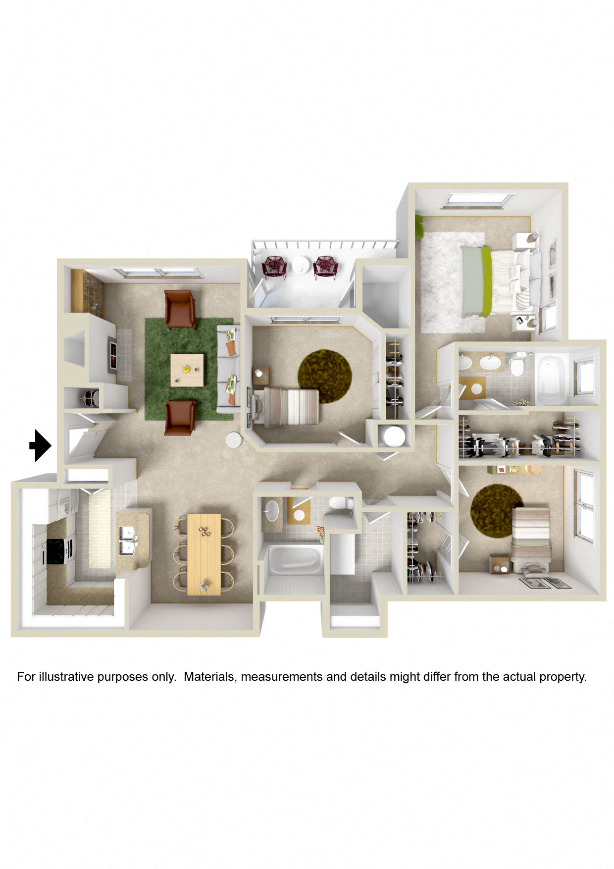 Three bedroom two bathroom floor plan