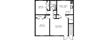 2 Bedroom 1 Bathroom Apartment