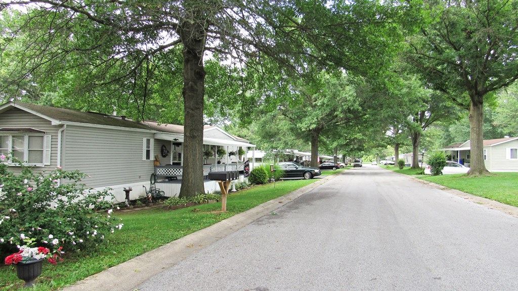 a street filled with houses on the side of a road