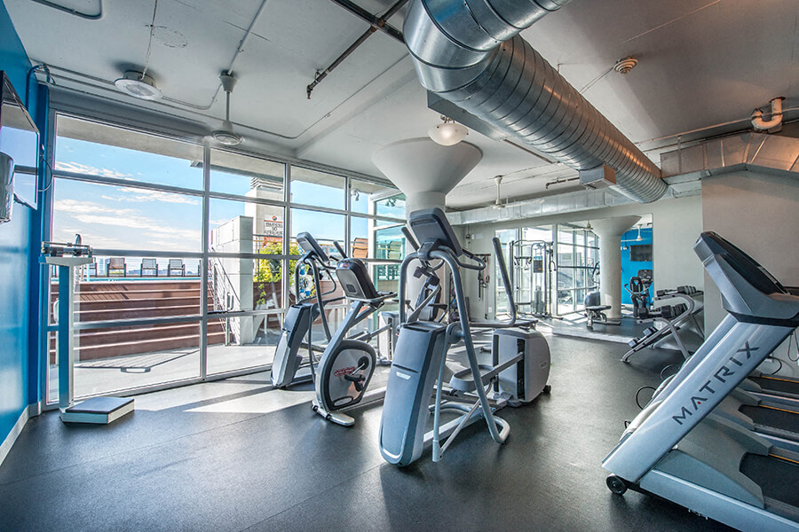 24 Hour Fitness Center with beautiful downtown dallas view