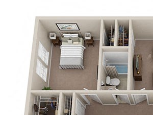 3x2 Floor Plan 3 bedroom 2 bathroom townhome at Ashley Midtown in Savannah, Georgia