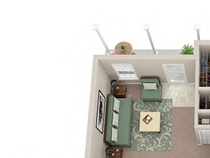 3x2 Floor Plan 3 bedroom 2 bathroom townhome at Ashley Midtown in Savannah, Georgia