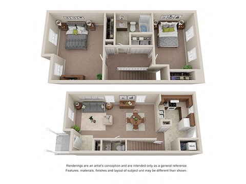 2 bedroom one bathroom townhome at Ashley Midtown in Savannah, Georgia