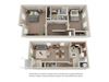 2x1 Floor Plan 2 bedroom one bathroom townhome at Ashley Midtown in Savannah, Georgia
