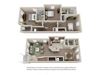 3x2 Floor Plan 3 bedroom 2 bathroom townhome at Ashley Midtown in Savannah, Georgia