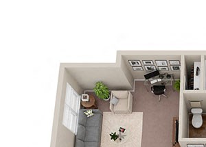 2x 1.5 Floor Plan 2 Bedroom 1.5 bathroom floor plan at Park Place in Birmingham, Alabama