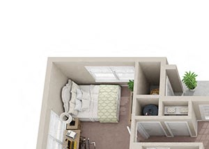 1x1 Floor Plan 1 bedroom 1 bathroom floor plan at Park Place in Brmingham, Alabama