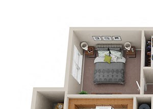 2x1 floor plan 2 bedroom 1 bathroom floor plan at Park Place in Birmingham, Alabama