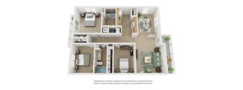 3 bedroom 2 bathroom floor plan at Villaes at Curtis Park in Denver, Colorado