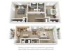 2x2 floor plan 2 bedroom 2 bathroom floor plan at Villages at Curtis Park in Denver, Colorado