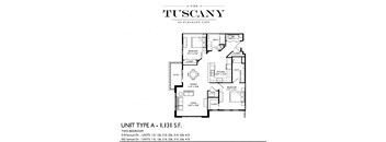 Unit A Floor Plan at The Tuscany on Pleasant View, Madison, WI, 53717