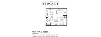 Unit C Floor Plan at The Tuscany on Pleasant View, Madison, 53717