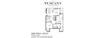 Unit D Floor Plan at The Tuscany on Pleasant View, Madison, Wisconsin