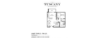 Unit E Floor Plan at The Tuscany on Pleasant View, Madison