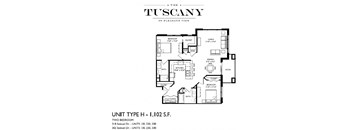 Unit H Floor Plan at The Tuscany on Pleasant View, Madison, WI, 53717