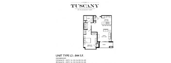 Unit L2 Floor Plan at The Tuscany on Pleasant View, Wisconsin