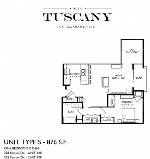 Unit S Floor Plan at The Tuscany on Pleasant View, Wisconsin
