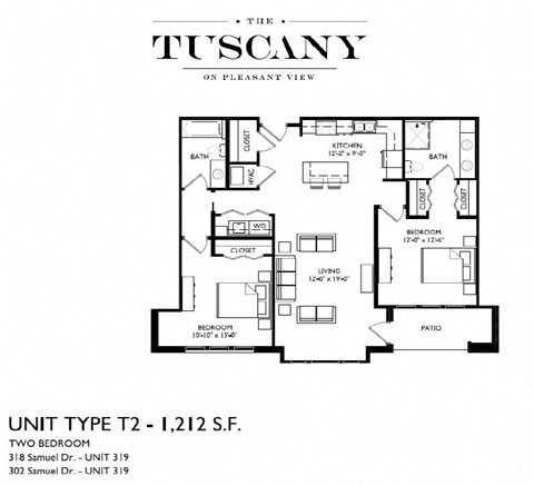 Unit T2 Floor Plan at The Tuscany on Pleasant View, Madison, WI, 53717