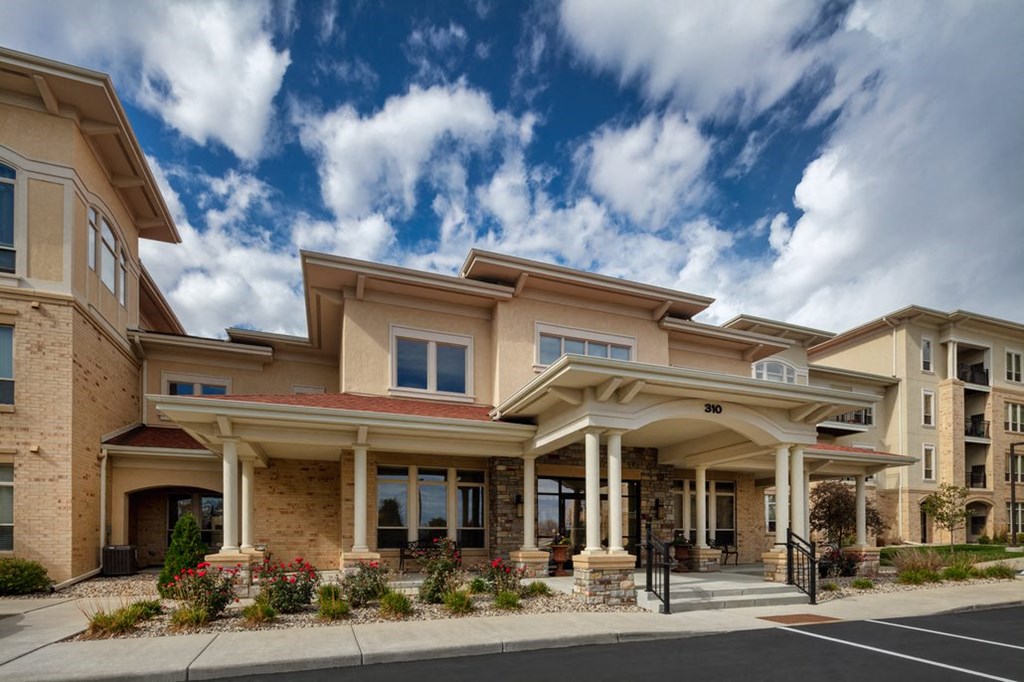 Exterior Front Entrance at The Tuscany on Pleasant View, Madison, Wisconsin