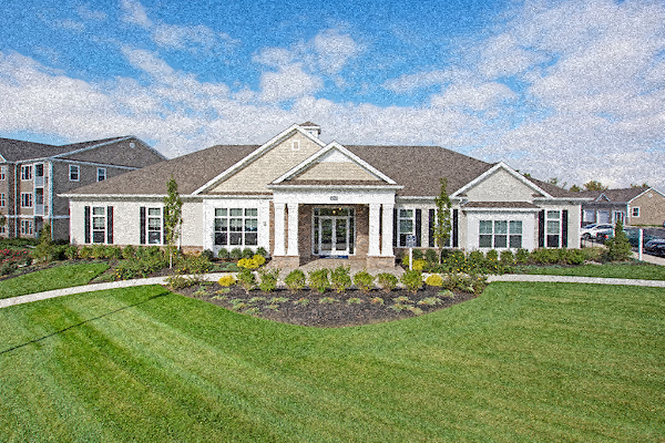 a rendering of a house with a large yard and grass